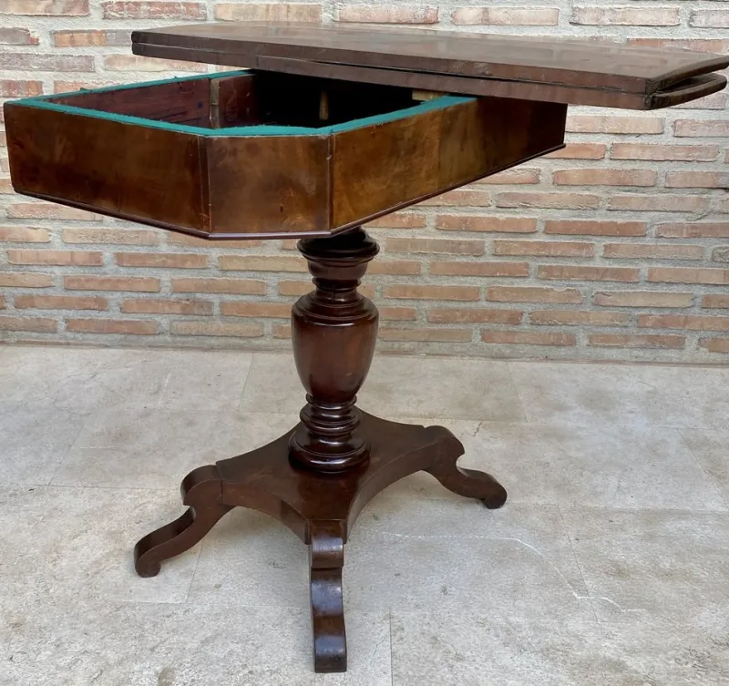 Discount Pamono French Fold-Over Game Table in Walnut, 1920
