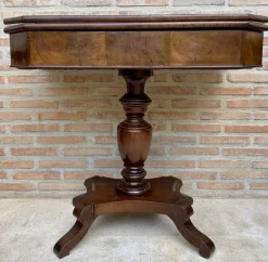 Discount Pamono French Fold-Over Game Table in Walnut, 1920