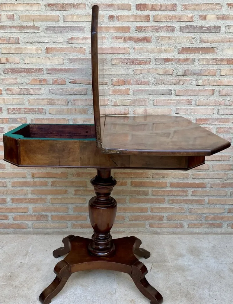 Discount Pamono French Fold-Over Game Table in Walnut, 1920