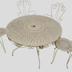 Pamono French Garden Chairs and Round Table, 1950s, Set of 5><noscript><img width=