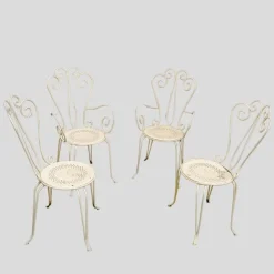 Pamono French Garden Chairs and Round Table, 1950s, Set of 5><noscript><img width=