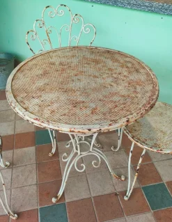 Pamono French Garden Table and Chairs in Iron, 1960s, Set of 5><noscript><img width=