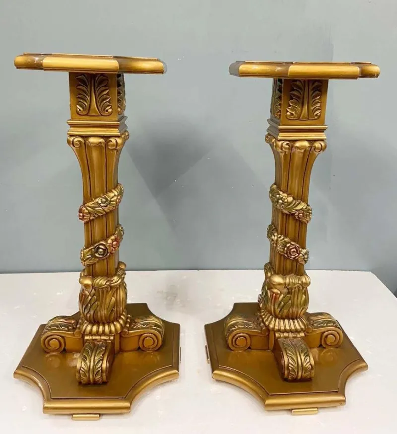 Best Pamono French Gilt Pedestal Stands, 1930s, Set of 2