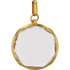 Pamono French Glass and 18 Karat Yellow Gold Locket Pendant, 20th Century> Necklaces