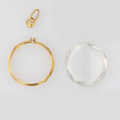 Pamono French Glass and 18 Karat Yellow Gold Locket Pendant, 20th Century><noscript><img width=