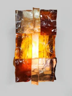 Online Pamono French Glass Spicy Orange Wall Lights by Jean Simon Labret, 1970s, Set of 2