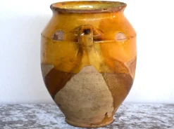 Pamono French Glazed Pottery Confit Pot, 1800s><noscript><img width=