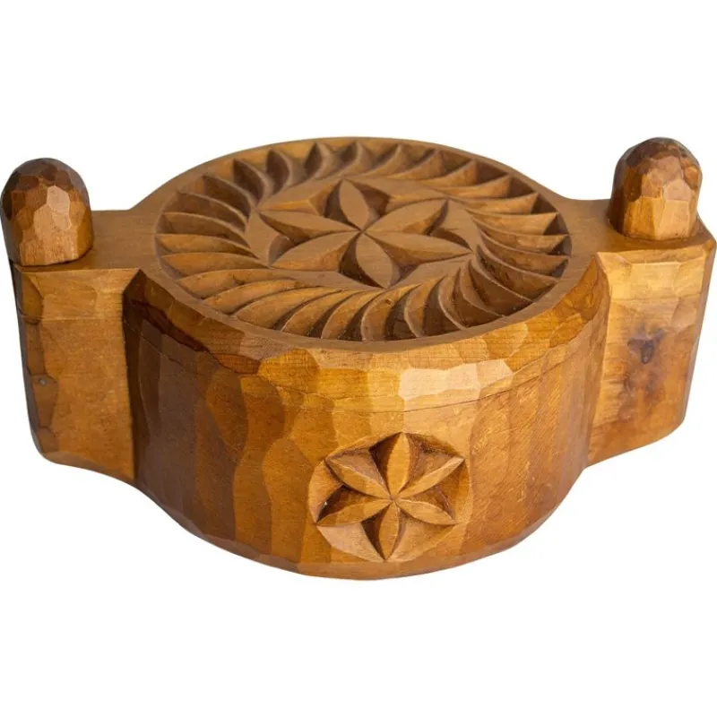 Pamono French Hand-Carved Salt Box in Cembro Pine, 1950> Salt & Pepper Shakers