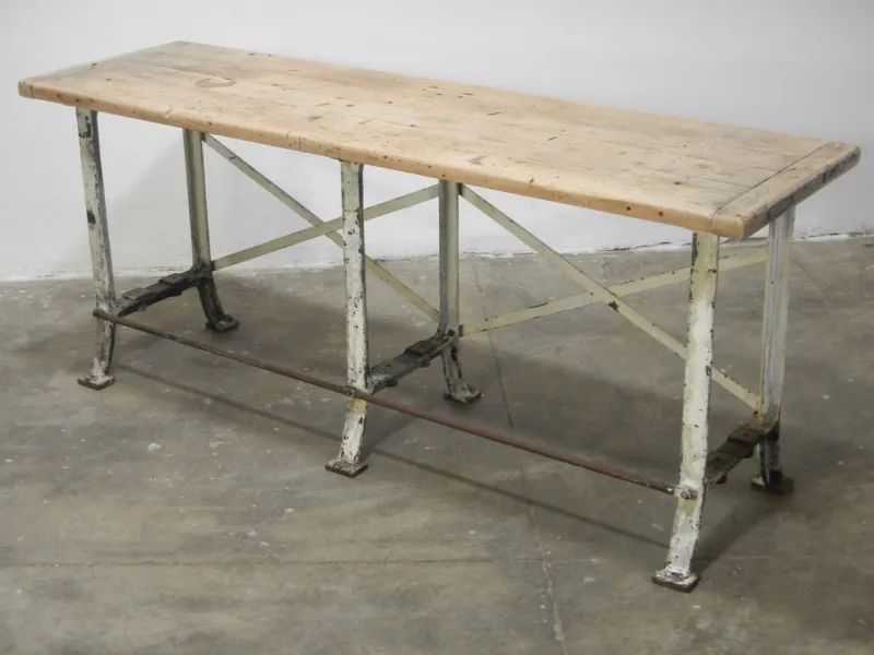 Pamono French Industrial Bench, 1920s> Worktables & Workbenches