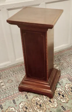 Clearance Pamono French Inlaid Mahogany Column Display Pedestal, 1870