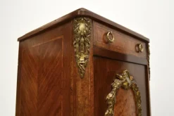 Pamono French Inlaid Walnut Bedside Cabinets with Marble Tops, 1870s, Set of 2><noscript><img width=