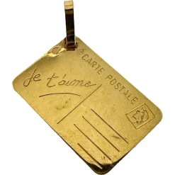 Outlet Pamono French Je Taime Postcard 18k Yellow Gold Love Charm, 1970s