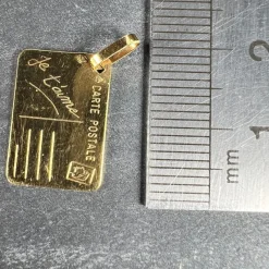 Outlet Pamono French Je Taime Postcard 18k Yellow Gold Love Charm, 1970s
