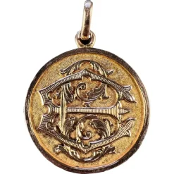 Pamono French 18k Rose Gold Ec or Ce Monogram Medal Pendant, 1890> Necklaces