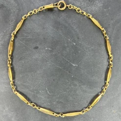 Sale Pamono French 18k Yellow Gold Fancy Faceted Curb Link Watch Chain Necklace, 1890s