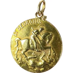 Discount Pamono French 18k Yellow Gold Medal Pendant, 1920s