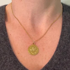 Discount Pamono French 18k Yellow Gold Medal Pendant, 1920s