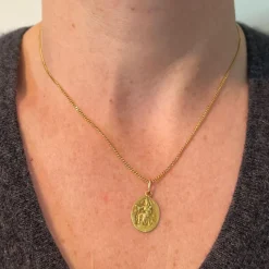 New Pamono French 18k Yellow Gold Medal Pendant, 1920s