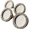 Pamono French 18k Yellow Gold Platinum Diamond and Enamel Cufflinks, 1920s, Set of 2> Cufflinks