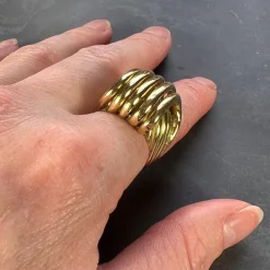 Pamono French 18k Yellow Gold Spring Ring, 1950s><noscript><img width=