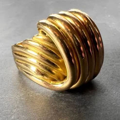Pamono French 18k Yellow Gold Spring Ring, 1950s><noscript><img width=