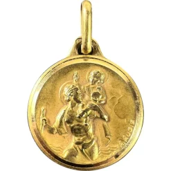 Online Pamono French 18k Yellow Gold St Christopher Charm Pendant Medal by Augis, 1930s