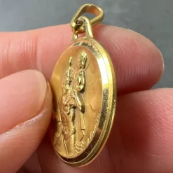 Online Pamono French 18k Yellow Gold St Christopher Charm Pendant Medal by Augis, 1930s