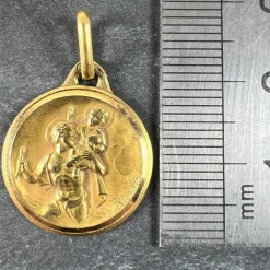 Online Pamono French 18k Yellow Gold St Christopher Charm Pendant Medal by Augis, 1930s