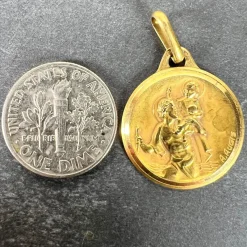 Online Pamono French 18k Yellow Gold St Christopher Charm Pendant Medal by Augis, 1930s