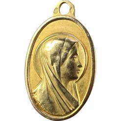 Pamono French 18k Yellow Gold Virgin Mary Charm Pendant Medal by Paul Brandt, 1950s> Necklaces