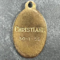 Pamono French 18k Yellow Gold Virgin Mary Charm Pendant Medal by Paul Brandt, 1950s><noscript><img width=