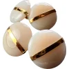 Pamono French 18k Yellow Gold White Agate Stripe Cufflinks, 1930s, Set of 2> Cufflinks