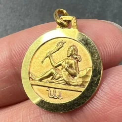 Clearance Pamono French 18k Yellow Gold Zodiac Virgo Charm Pendant, 1950s