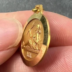 Clearance Pamono French 18k Yellow Gold Zodiac Virgo Charm Pendant, 1950s