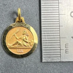 Clearance Pamono French 18k Yellow Gold Zodiac Virgo Charm Pendant, 1950s