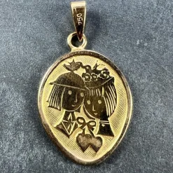 New Pamono French Les Amoureux De Peynet Lovers 18k Yellow Gold Charm Pendant, 1960s