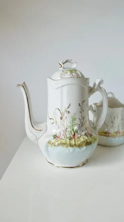 Pamono French Limoges Porcelain Coffee Pot by Barny Rigoni & Langle, 1920s><noscript><img width=