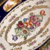 Pamono French Louis XV Hand-Painted Blue Ceramic Stand, 1890s> Serving Dishes