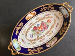 Pamono French Louis XV Hand-Painted Blue Ceramic Stand, 1890s><noscript><img width=