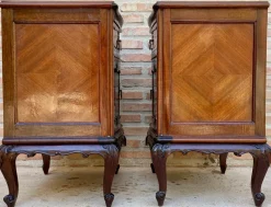 Pamono French Louis XV Style Walnut & Marquetry Bedside Tables, Set of 2><noscript><img width=
