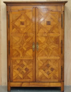 Pamono French Louis XVI Parquetry Burr Walnut Panelled Wardrobe> Cabinets & Wardrobes