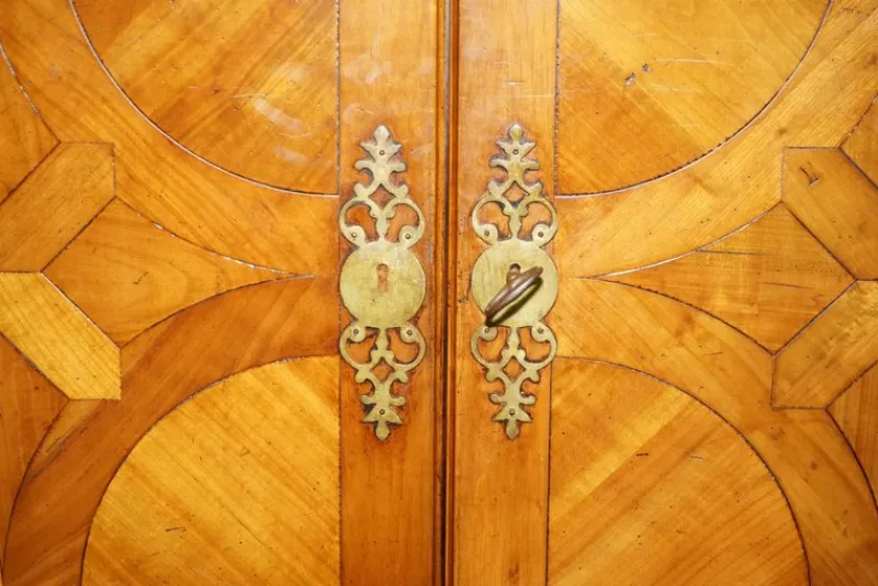 Pamono French Louis XVI Parquetry Burr Walnut Panelled Wardrobe> Cabinets & Wardrobes