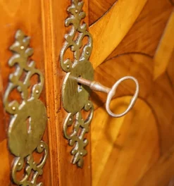 Pamono French Louis XVI Parquetry Burr Walnut Panelled Wardrobe><noscript><img width=
