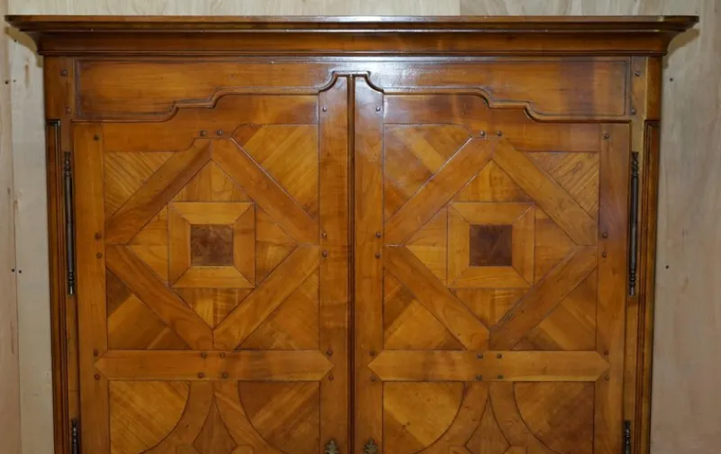 Pamono French Louis XVI Parquetry Burr Walnut Panelled Wardrobe> Cabinets & Wardrobes