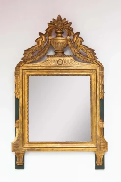 Pamono French Louis XVI Style Gilt Mirror with Crest, 1930s> Mirrors