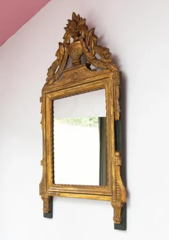Pamono French Louis XVI Style Gilt Mirror with Crest, 1930s><noscript><img width=