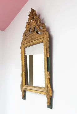 Pamono French Louis XVI Style Gilt Mirror with Crest, 1930s><noscript><img width=