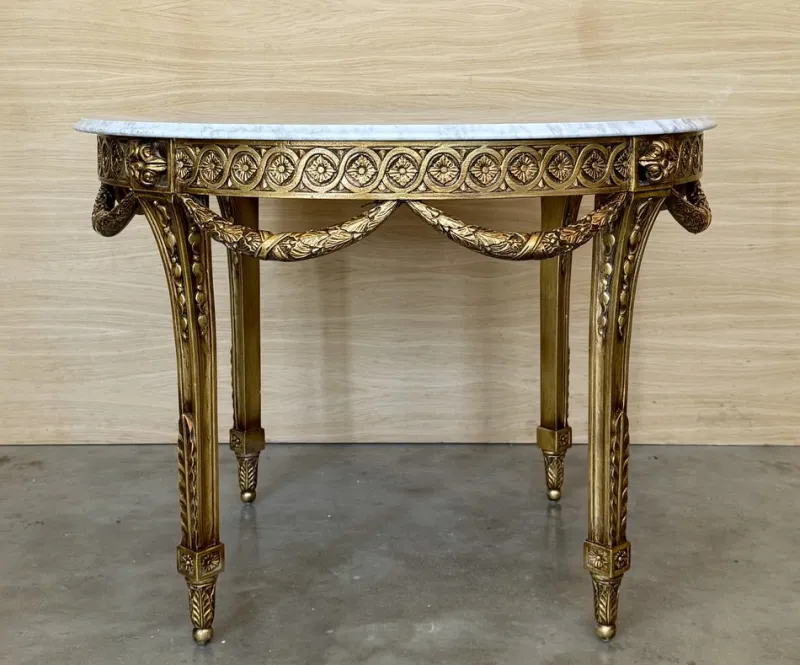 Sale Pamono French Louis XVI Style Oval Giltwood Carved Center Table, 1890s