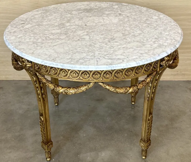 Sale Pamono French Louis XVI Style Oval Giltwood Carved Center Table, 1890s