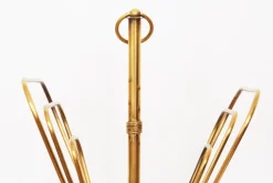 Pamono French Magazine Rack in Brass and Wood attributed to Jacques Adnet, 20th Century><noscript><img width=